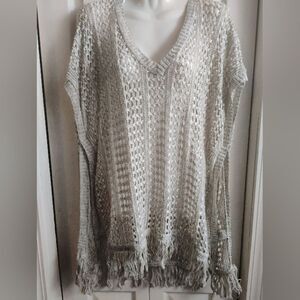 Abs Lutely Knit Shrug with Fringe and V-Neck